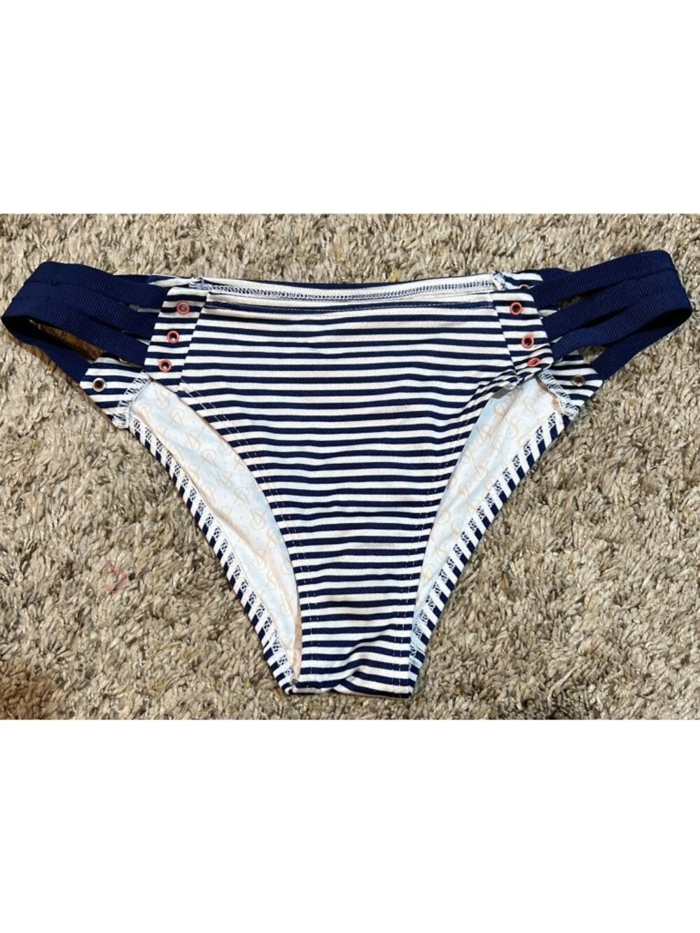 Victoria's Secret Bikini Bottoms Size Small ~ Blue & White Striped